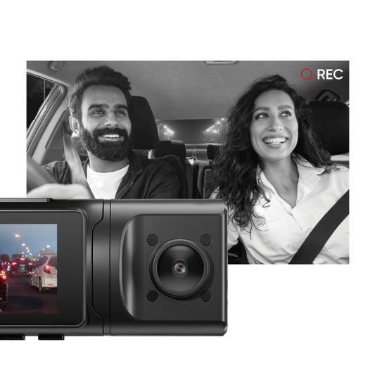 Dash Cam with front, rear & day/night cabin recording