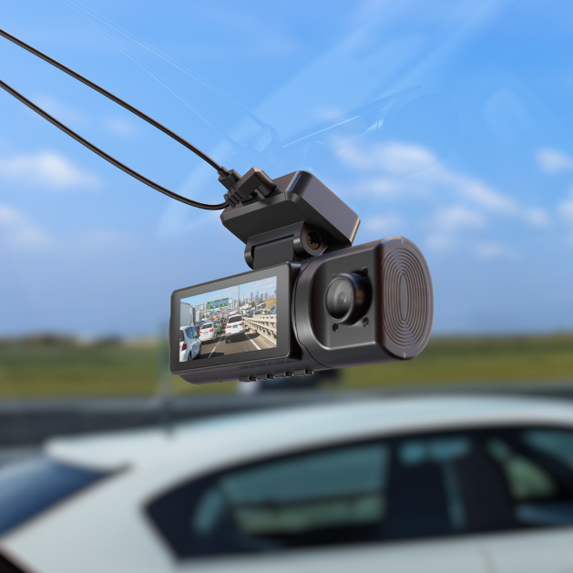 Dash Cam with front, rear & day/night cabin recording